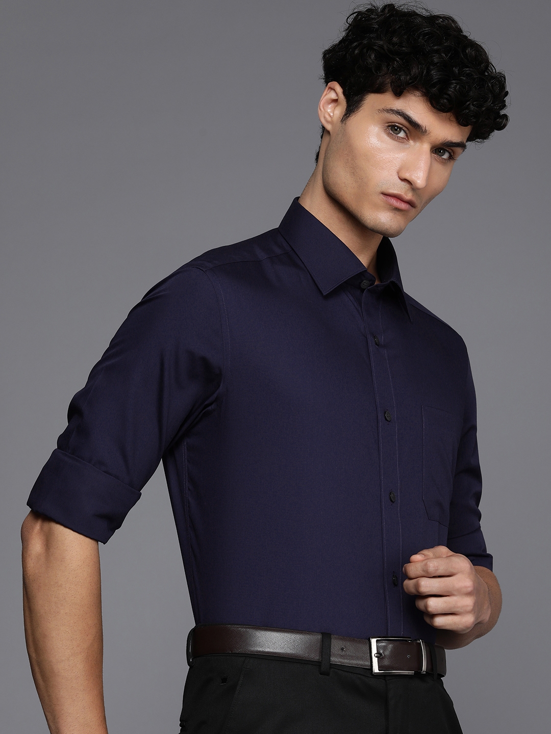 Buy Louis Philippe Permapress Men Pure Cotton Solid Classic Fit Wrinkle Buy Louis Philippe Permapress Men Pure Cotton Solid Classic Fit Wrinkle
