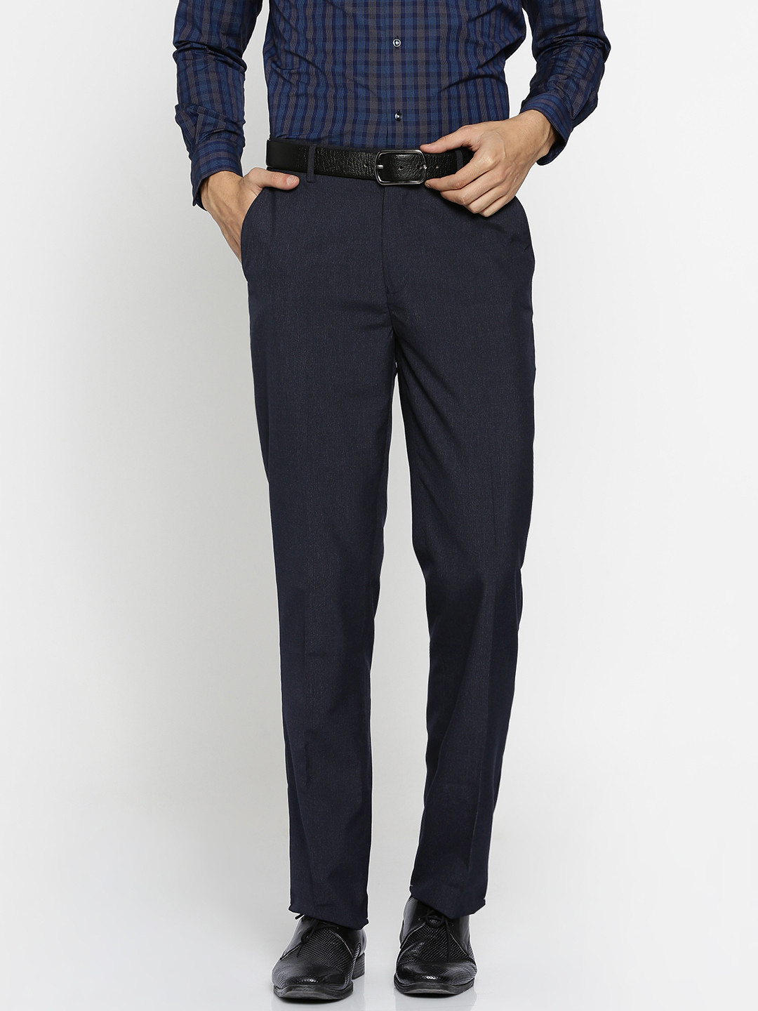 Buy Peter England Men Navy Smart Regular Fit Self Design Formal