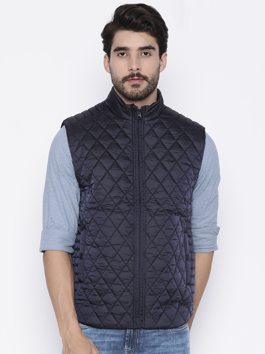 Buy Peter England Casuals Men Navy Solid Quilted Jacket Jackets for