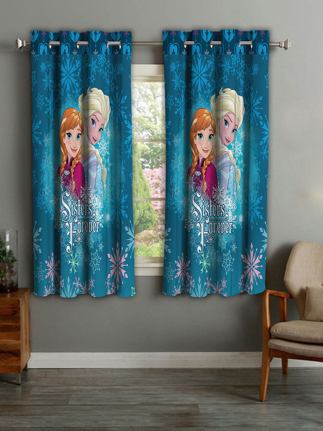 Buy Athom Trendz Blue Frozen Printed Window Curtain Curtains And