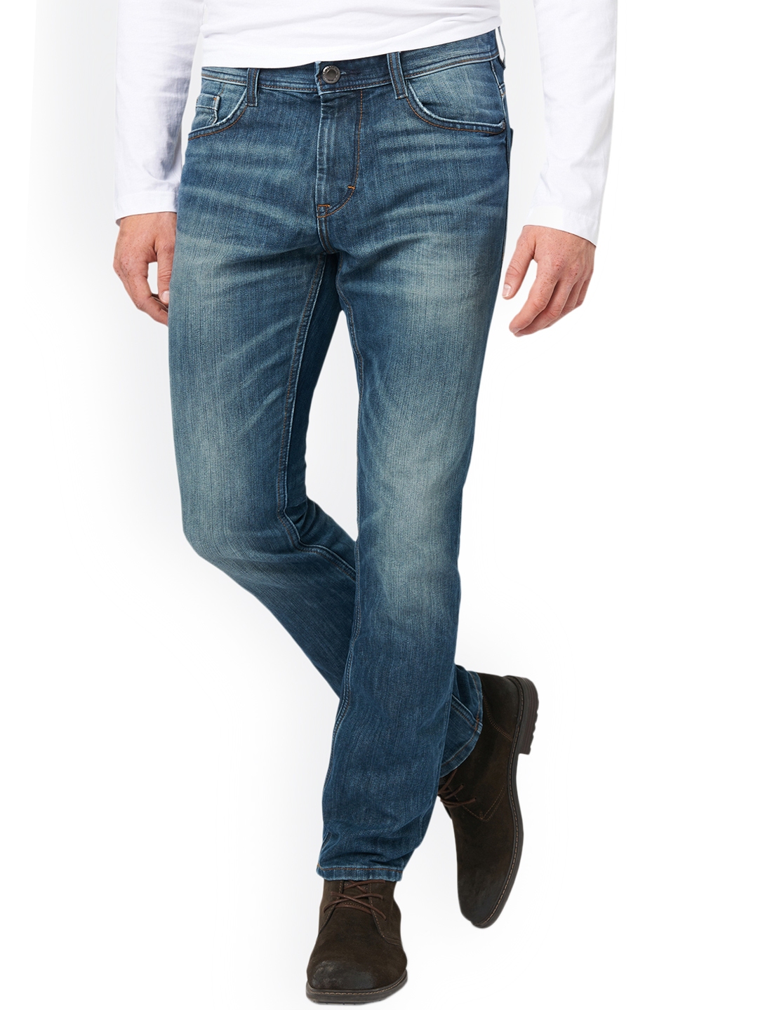 Buy Tom Tailor Men Blue Slim Fit Mid Rise Low Distress Jeans - Jeans ...