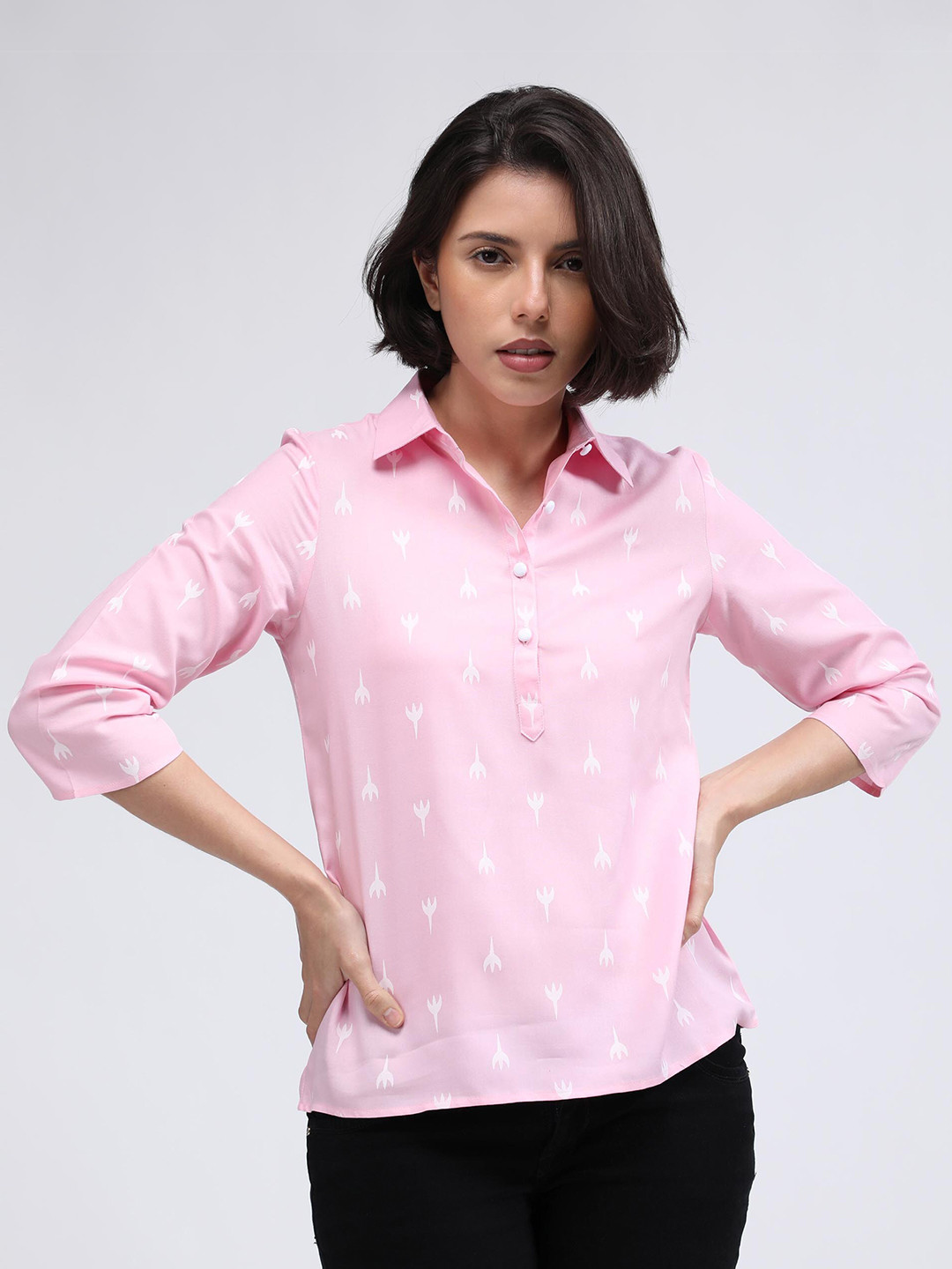 Buy IDK Pink Print Shirt Style Top Tops for Women 21461870 Myntra