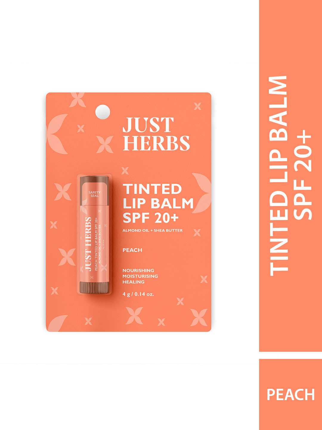 Buy Just Herbs SPF 20+ Peach Tinted Lip Balm With Almond Oil & Shea