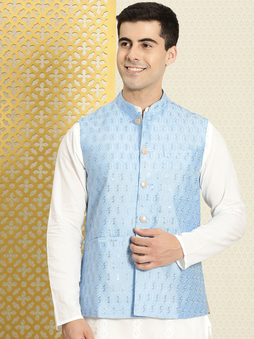 Buy House Of Pataudi Jashn Sequined Thread Work Nehru Jacket Nehru