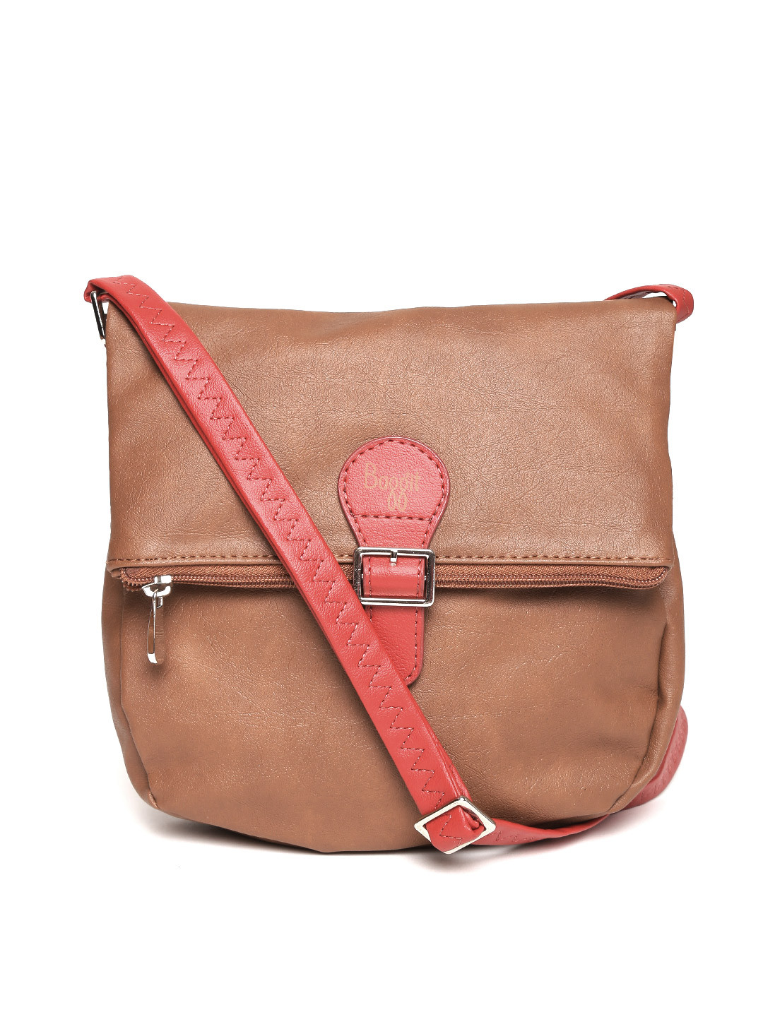 Buy Baggit Brown Solid Foldover Sling Bag Handbags for Women 2146491