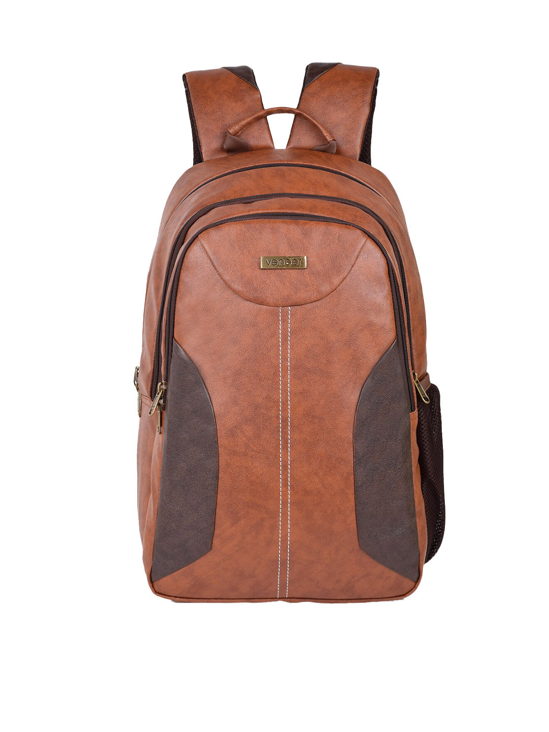 Buy Veneer Office Synthetic Leather Casual Brown Backpack Backpacks