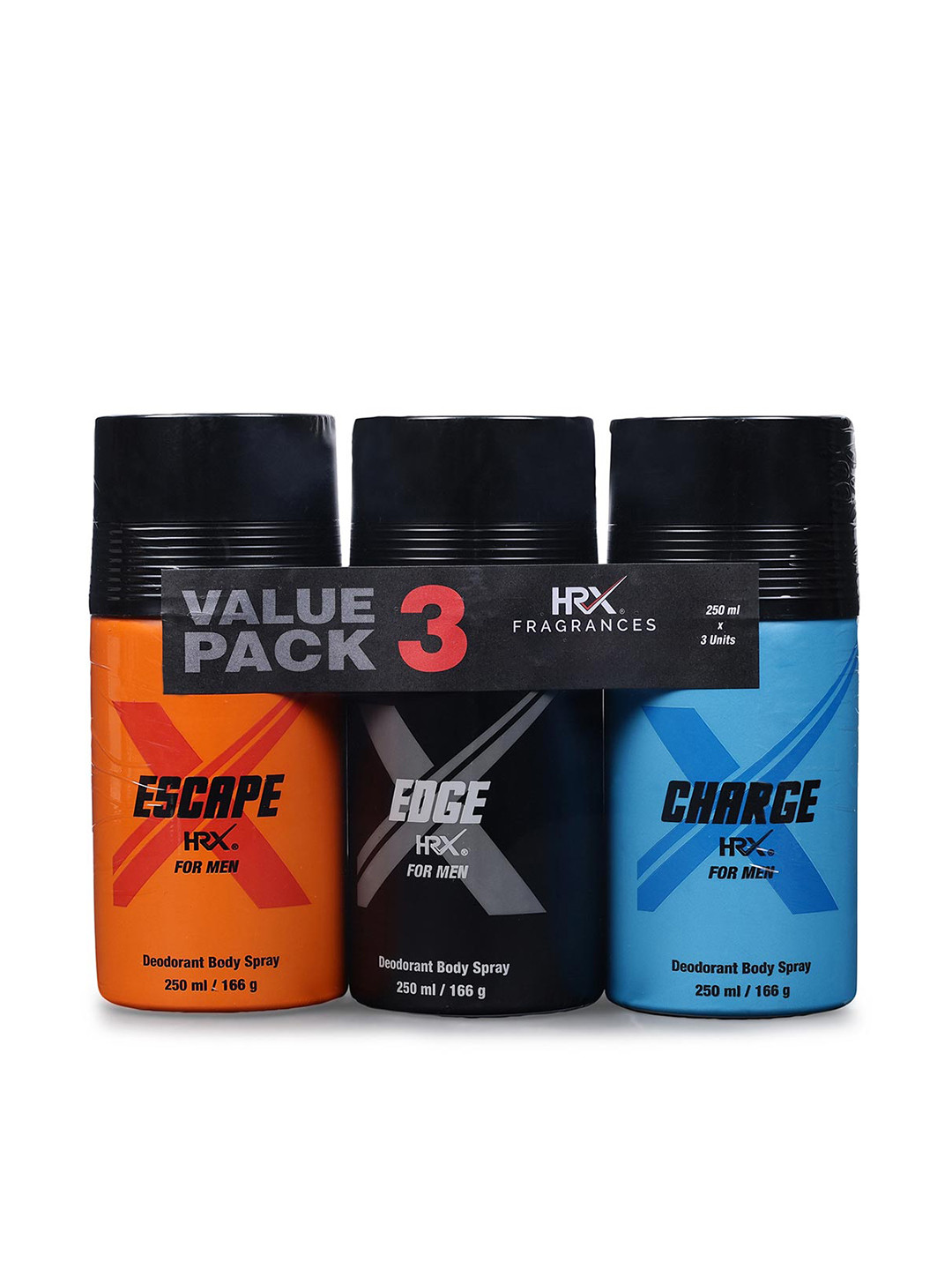 Buy HRX Men Set Of Escape, Edge & Charge Deodorant Body Spray 250 Ml