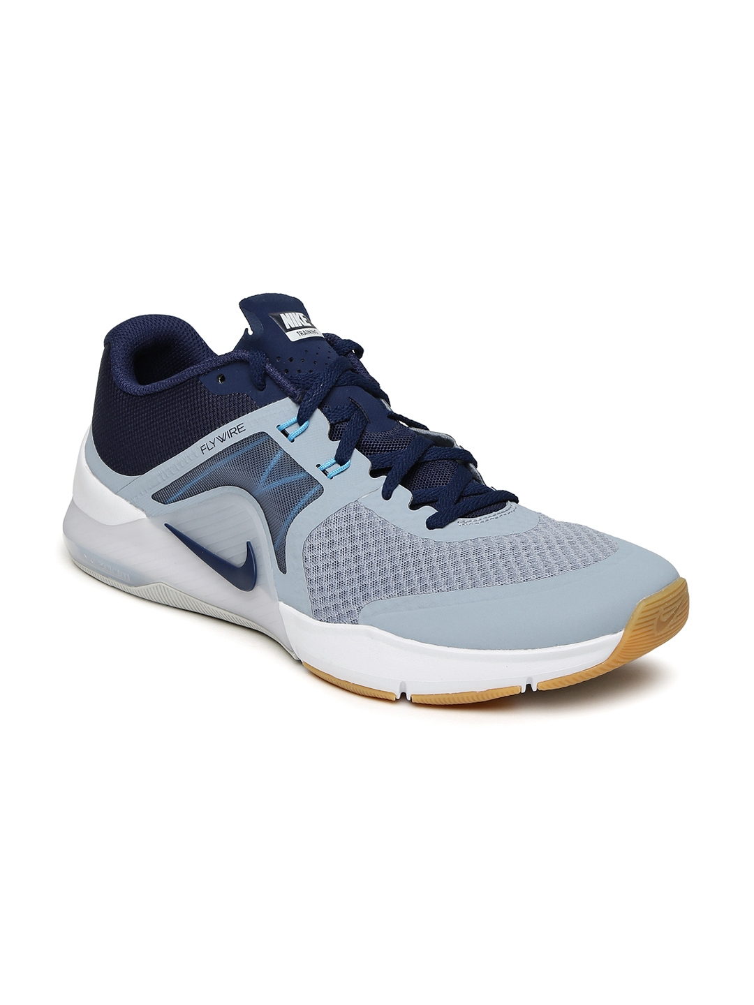 navy blue and gray nike shoes