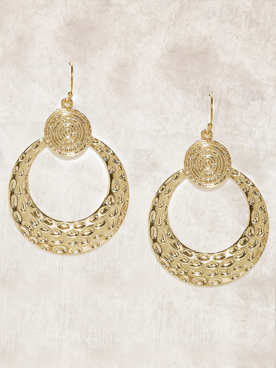 Buy Anouk Muted Gold Toned Textured Circular Drop Earrings - Earrings ...