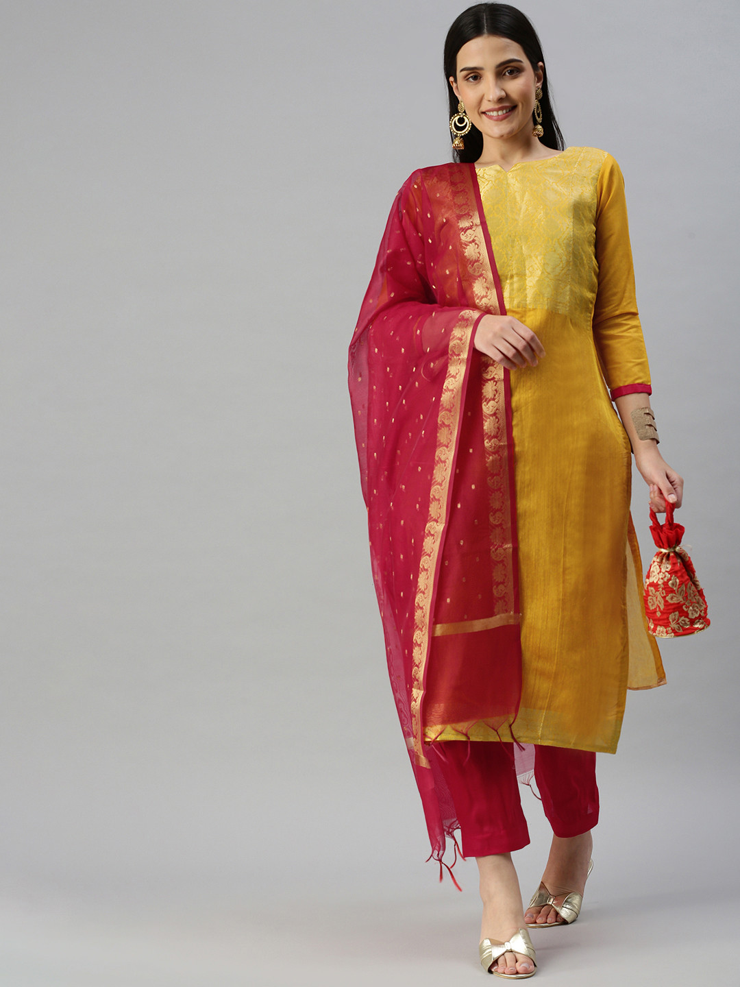 Buy KALINI Woven Design Unstitched Dress Material Dress Material for