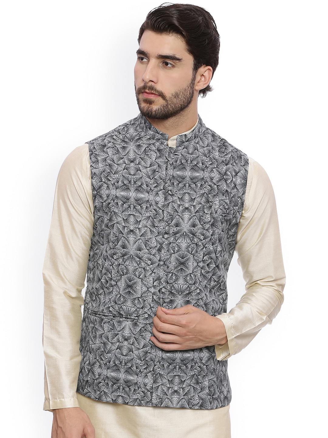 Buy Mayank Modi Grey Linen Nehru Jacket - Nehru Jackets for Men 2148747 | Myntra