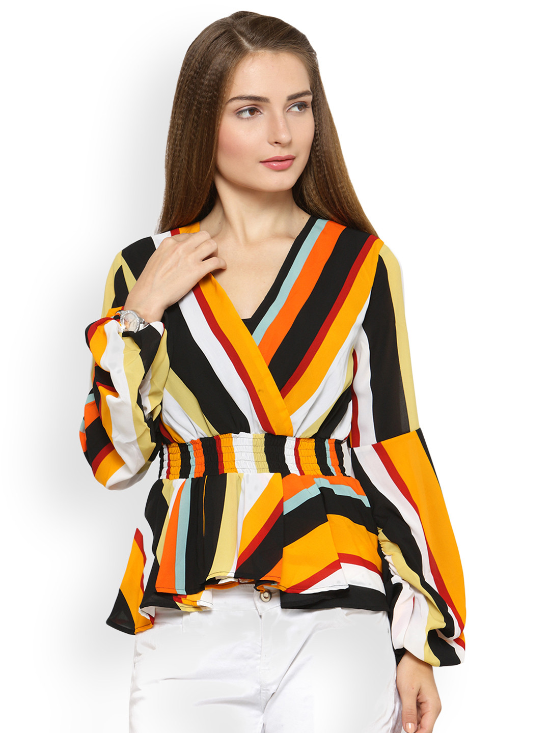 multicoloured striped top womens