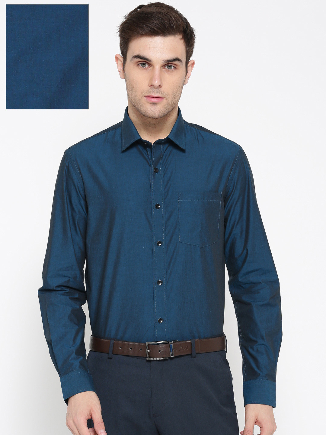 Buy Arrow Men Teal Blue Slim Fit Solid Formal Shirt Shirts for Men