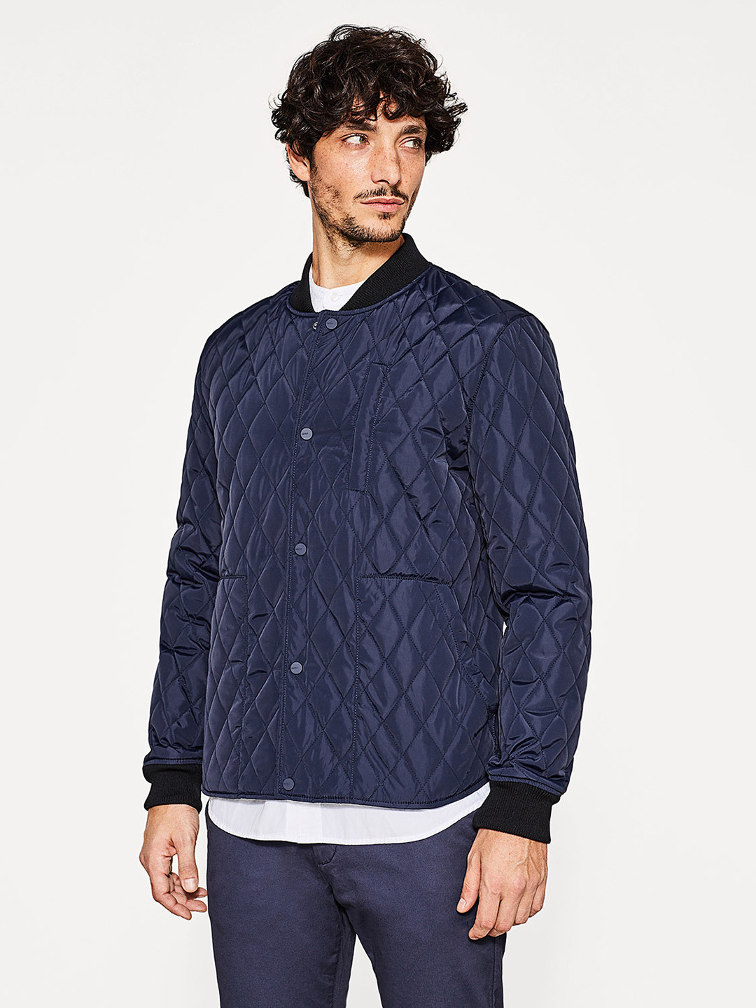 Buy ESPRIT Men Navy Solid Quilted Jacket Jackets for Men 2149141 Myntra