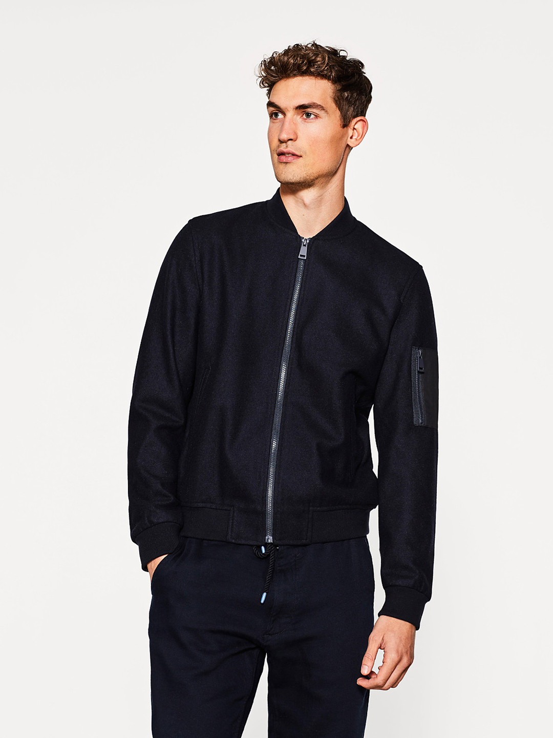 Buy ESPRIT Men Navy Blue Solid Bomber Jacket Jackets for Men 2149166