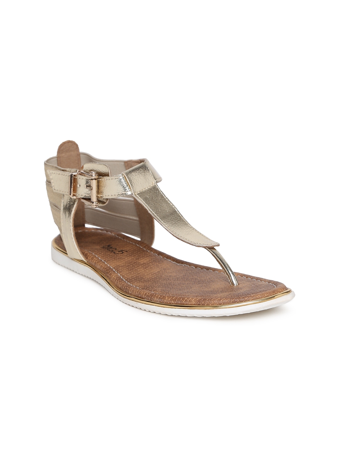 gold t strap flats