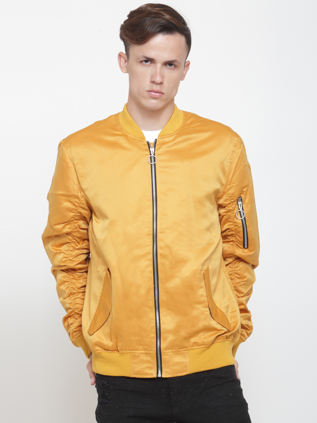 Buy FOREVER 21 Men Mustard Yellow Solid Bomber Jacket Jackets for Men 2149697 Myntra