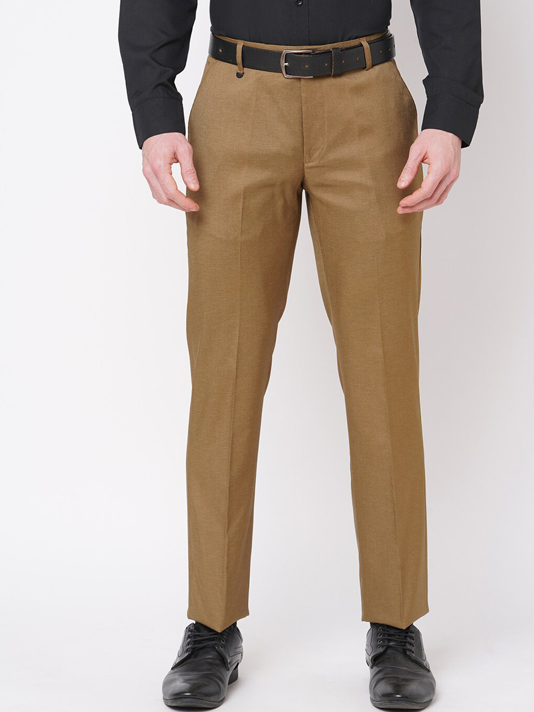 Buy Solemio Men Khaki Original Easy Wash Formal Trousers - Trousers for ...