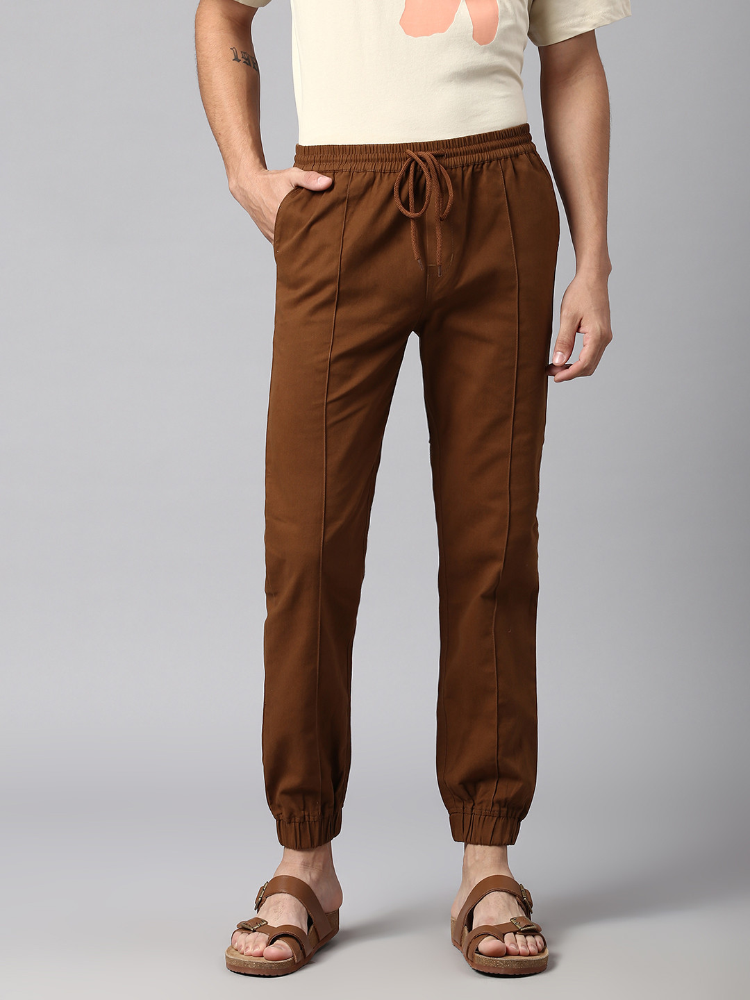 Buy Hubberholme Men Smart Slim Fit Easy Wash Pure Cotton Joggers