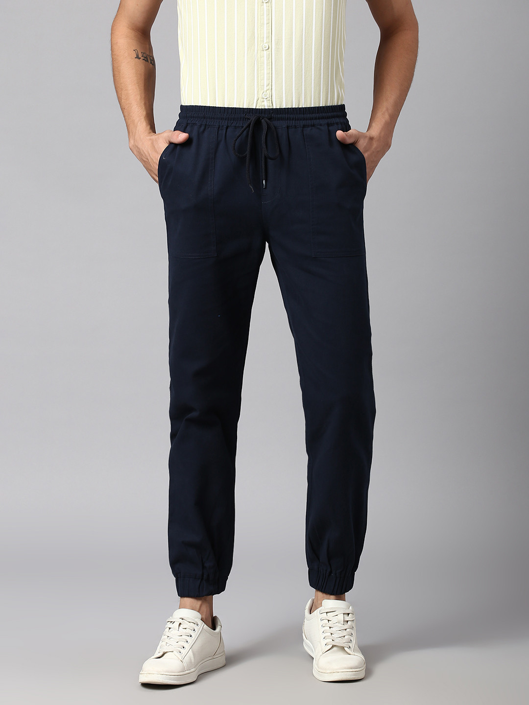 Buy Hubberholme Men Smart Slim Fit Easy Wash Pure Cotton Joggers