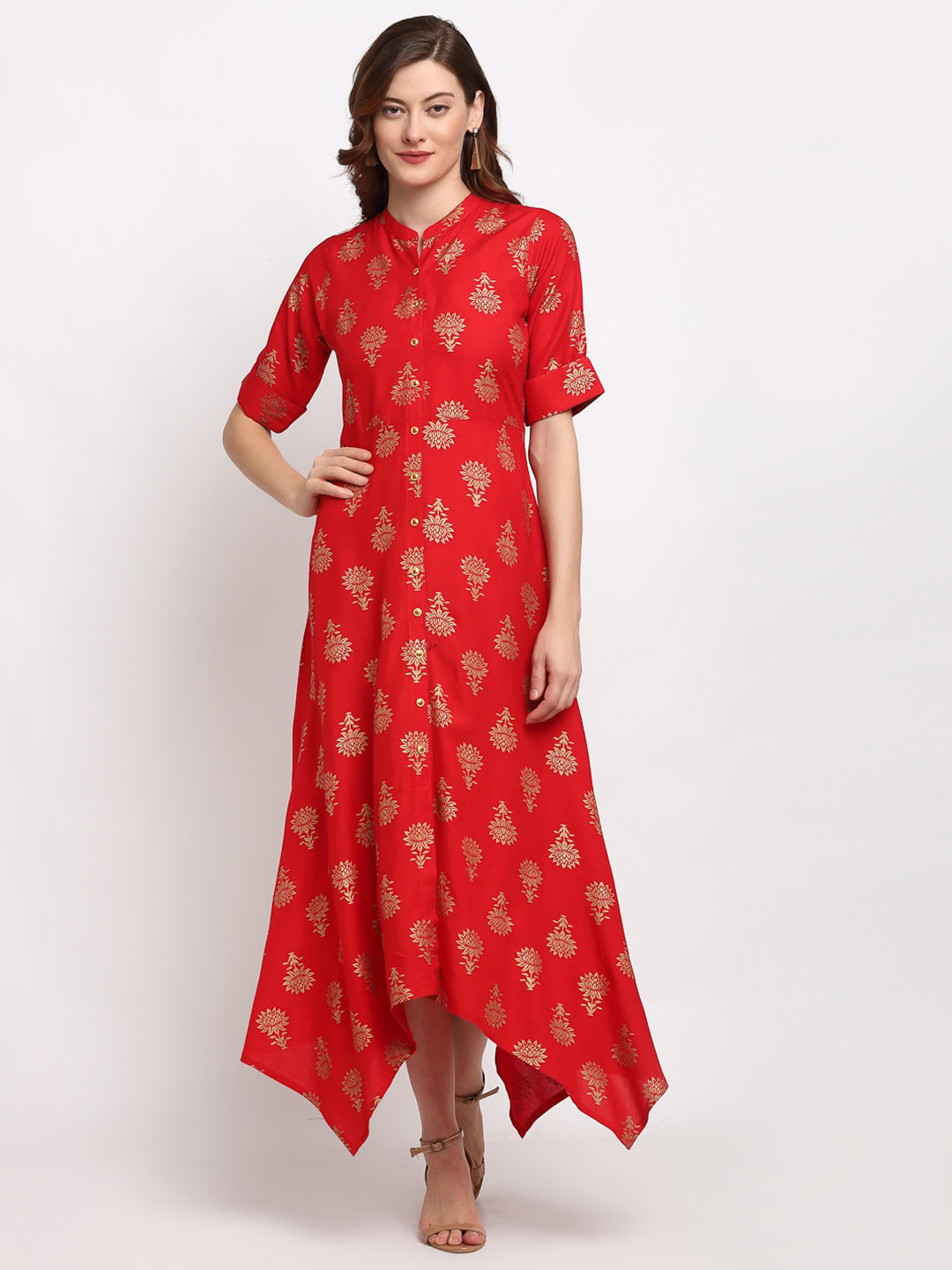 Buy Lovely Lady Ethnic Motifs Ethnic A Line Midi Dress Ethnic Dresses
