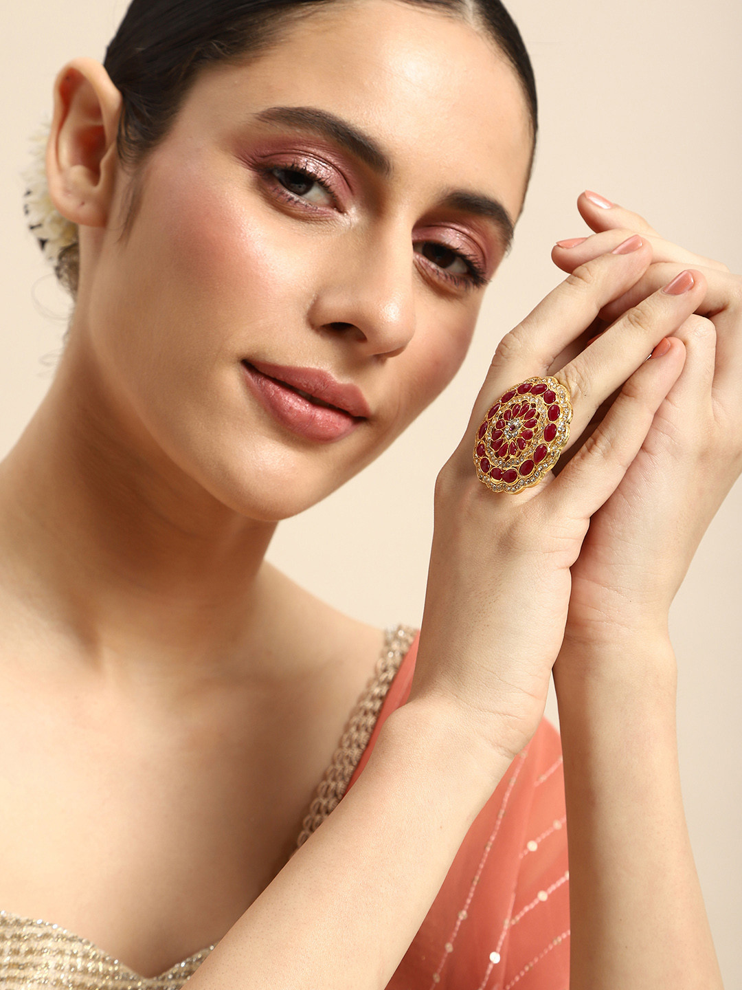 Buy Anouk Stone Studded Adjustable Finger Ring Ring for Women