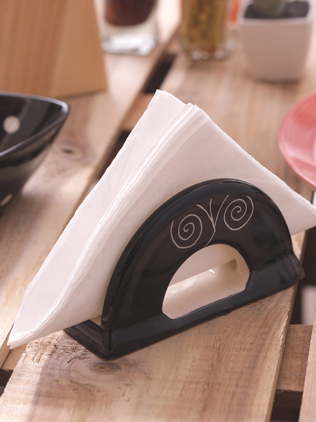 Buy VarEesha Black Ceramic Tissue Holder Dining Essentials for Unisex