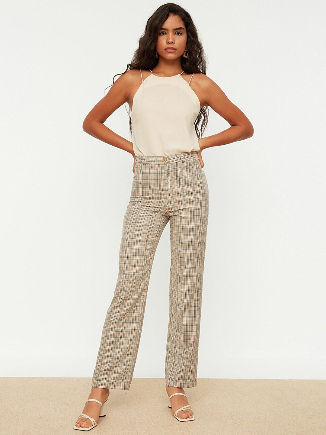 Natilene Girls Checked Tailored Easy Wash Regular Fit Parallel Trousers main image 1