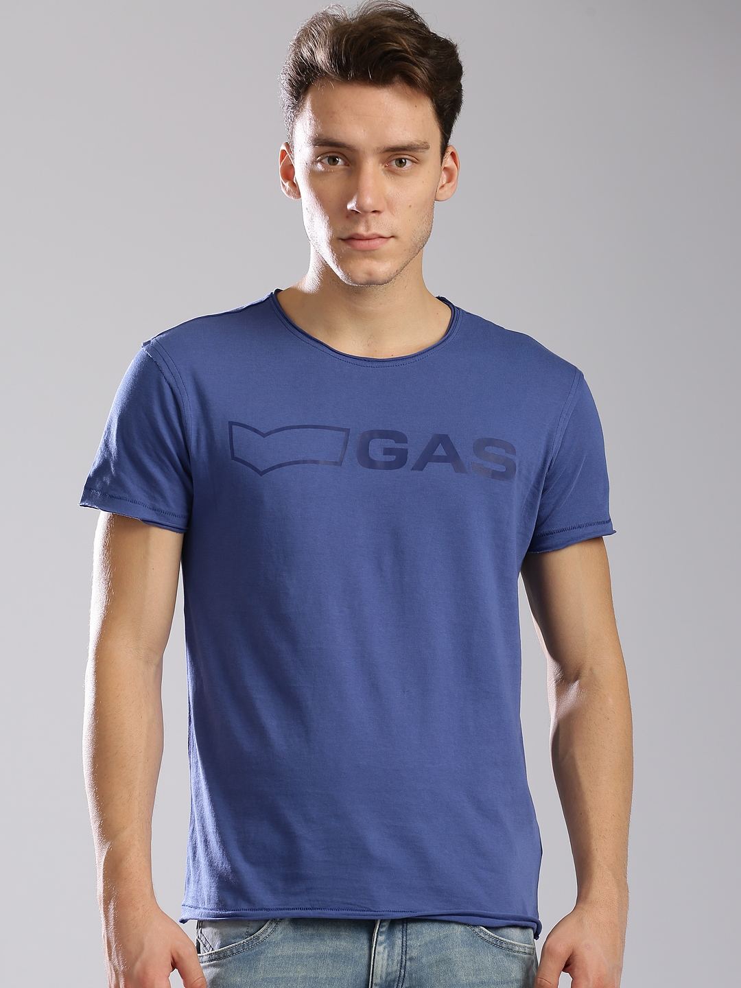 Buy GAS Men Blue Printed Round Neck T Shirt - Tshirts for Men 2151044 ...