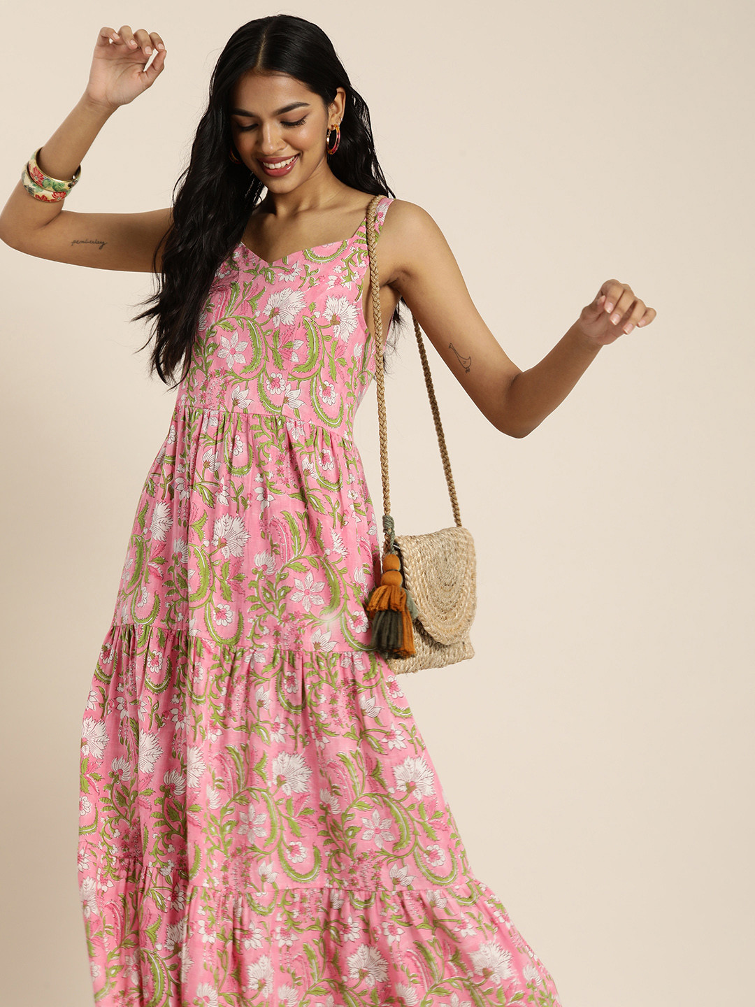 Tanvi Cotton Mix & Match Cap Sleeve Dress main image 1