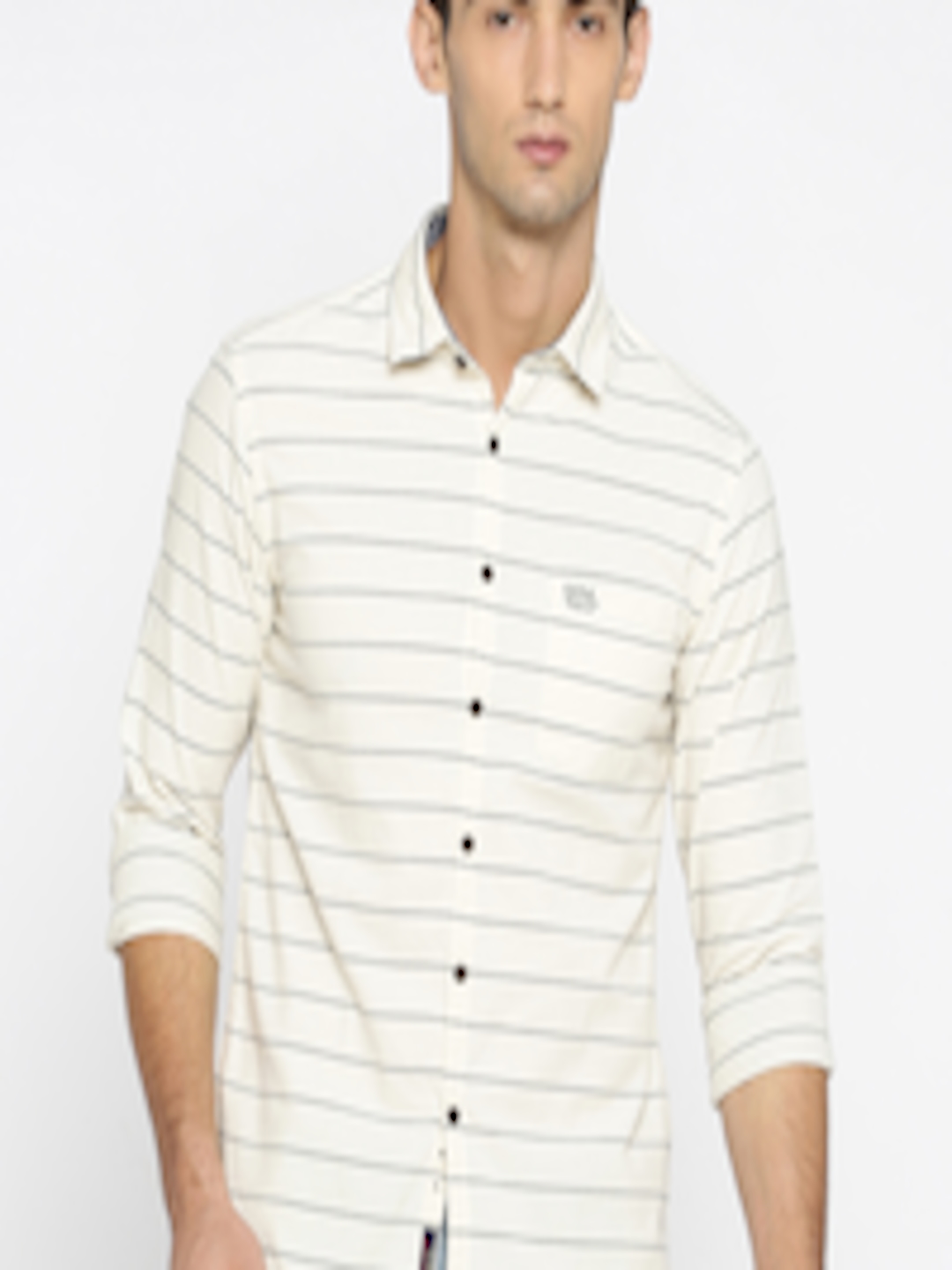 Buy U.S. Polo Assn. Denim Co. Men Cream Coloured Striped Casual Shirt ...