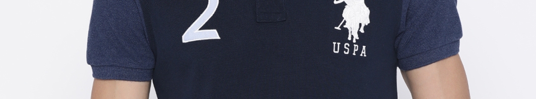 Buy U.S. Polo Assn. Men Navy Solid Polo Collar T Shirt - Tshirts for ...