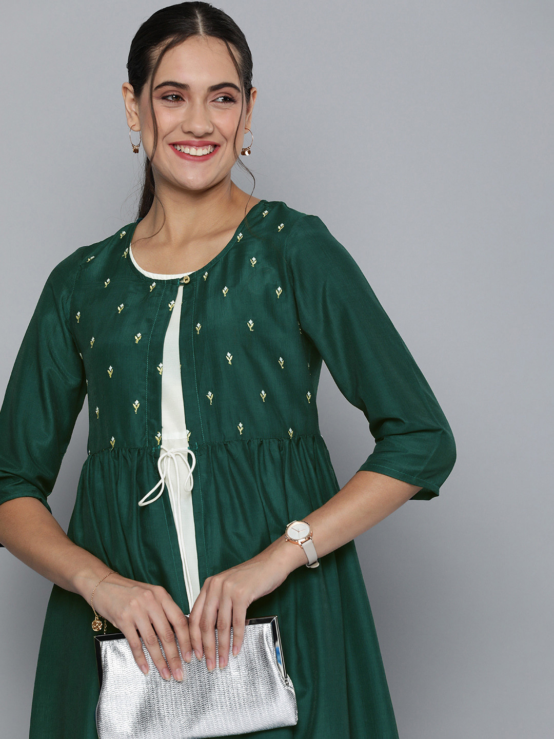 Buy HERE&NOW Floral Embroidered Ethnic Dress Ethnic Dresses for Women