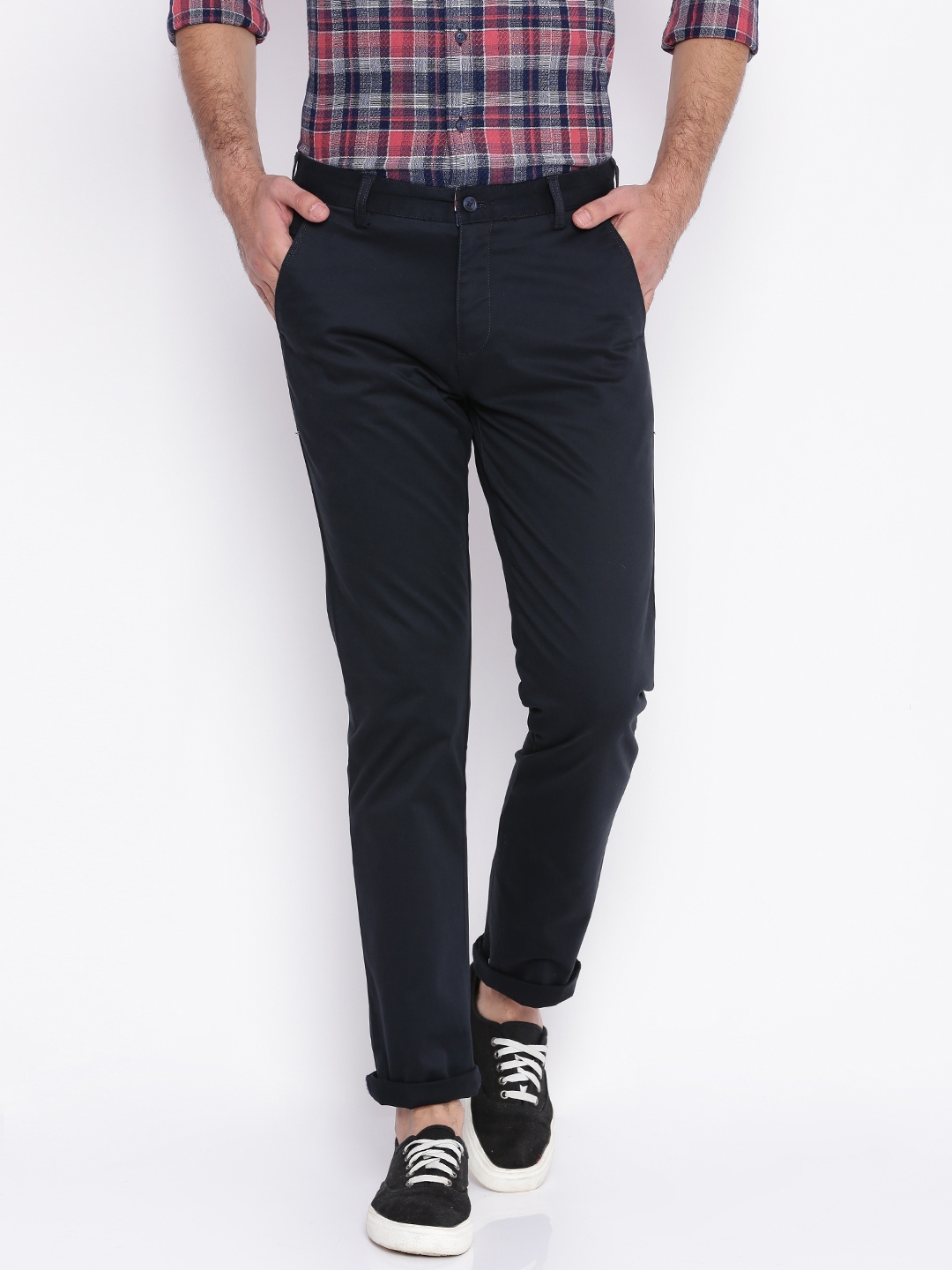 Buy Nature Casuals Men Black Regular Fit Solid Chinos - Trousers for ...