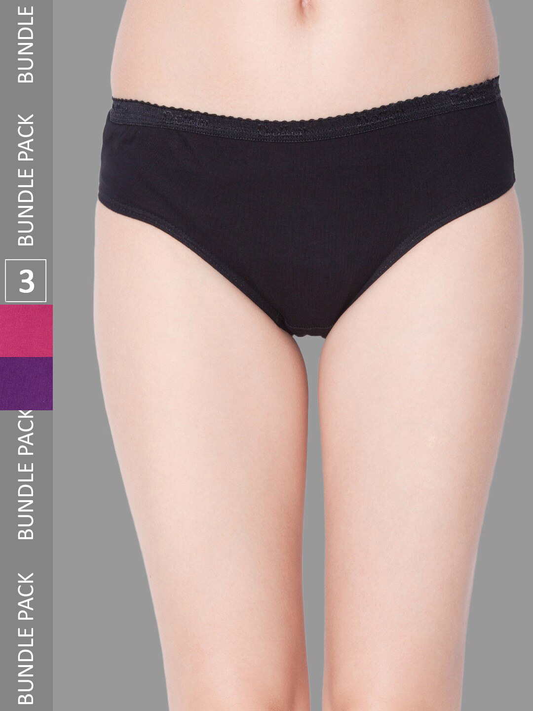 Buy Dollar Missy Pack Of 3 Solid Outer Elasticated Hipster Panty MMBB