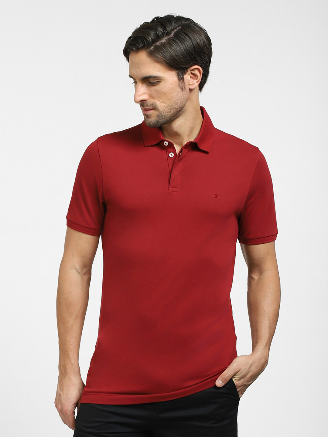Maroon Moderno Fit Men's Short Sleeves Tipped Polo T-Shirt by Being Human Clothing