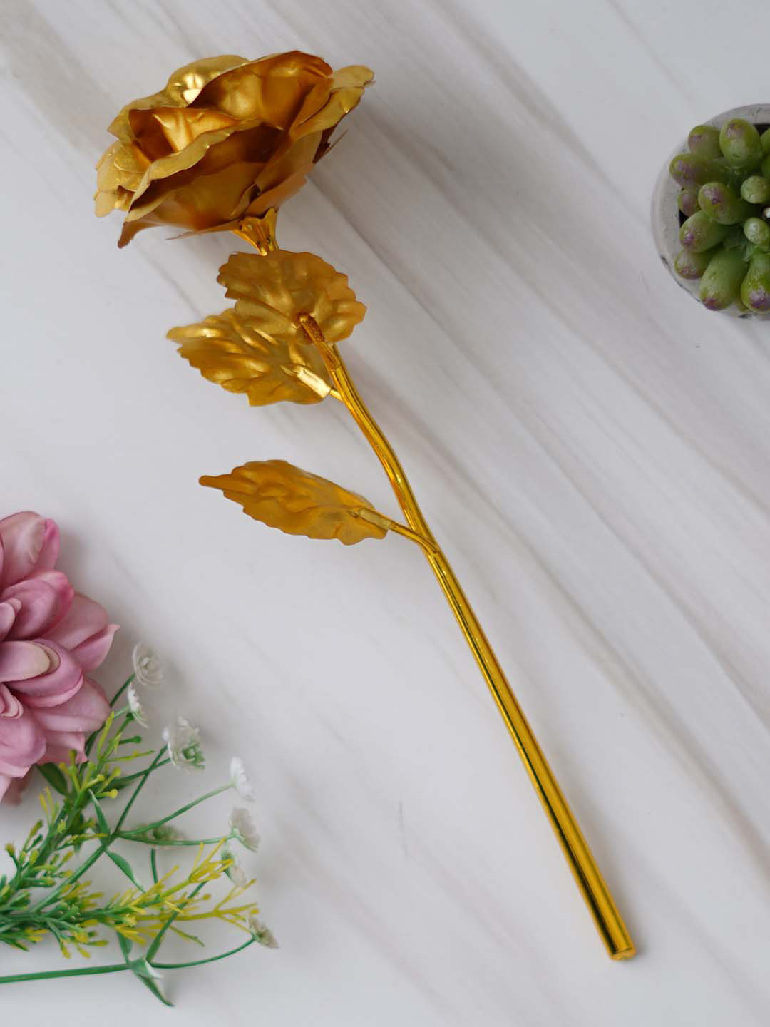 Buy ECraftIndia Valentine Gift Set Gold Toned Rose Showpiece Showpieces for Unisex 21530952