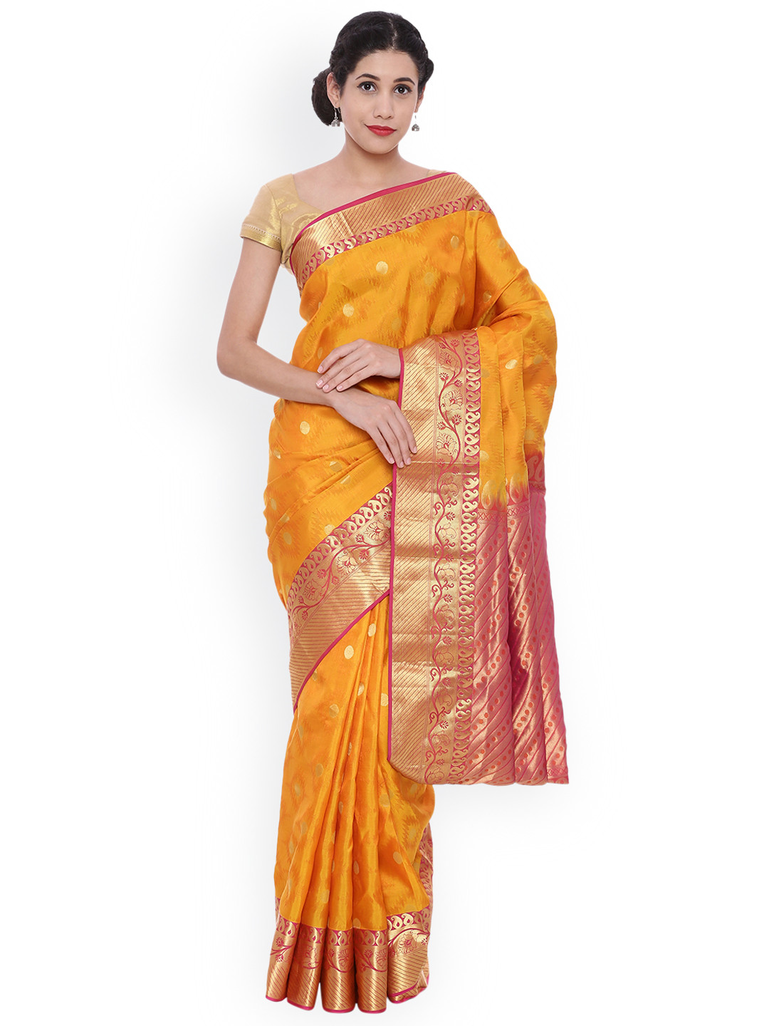 Buy The Chennai Silks Classicate Yellow Pure Kanjeevaram Silk Saree