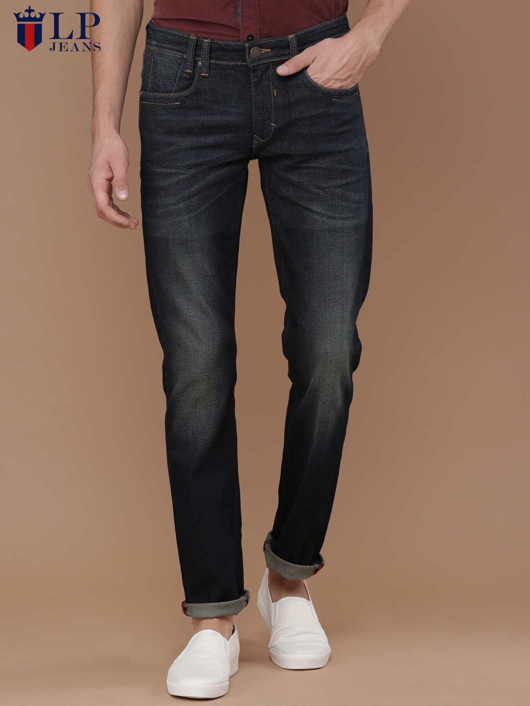 Buy Louis Philippe Jeans Men Blue Matt Slim Fit Low Rise Clean Look