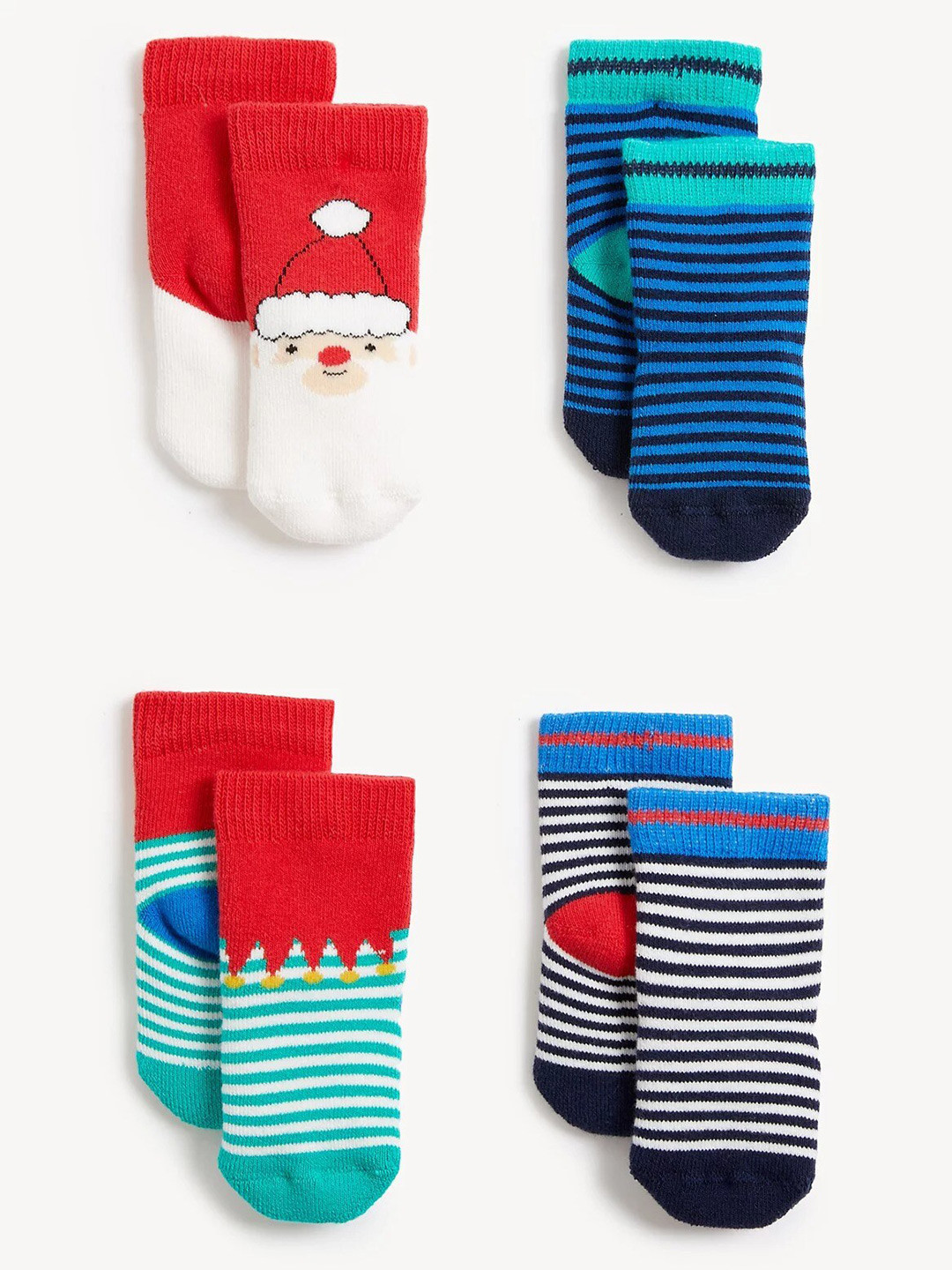 Buy Marks & Spencer Kids Pack Of 4 Self Designed Ankle Length Socks