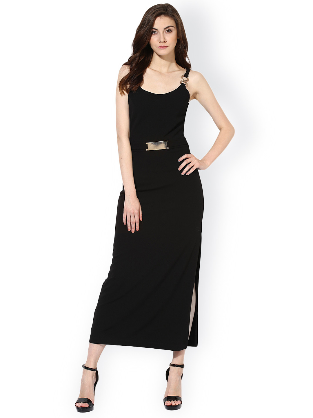 Buy Kazo Women Black Slit Maxi Dress Dresses for Women 2153577 Myntra