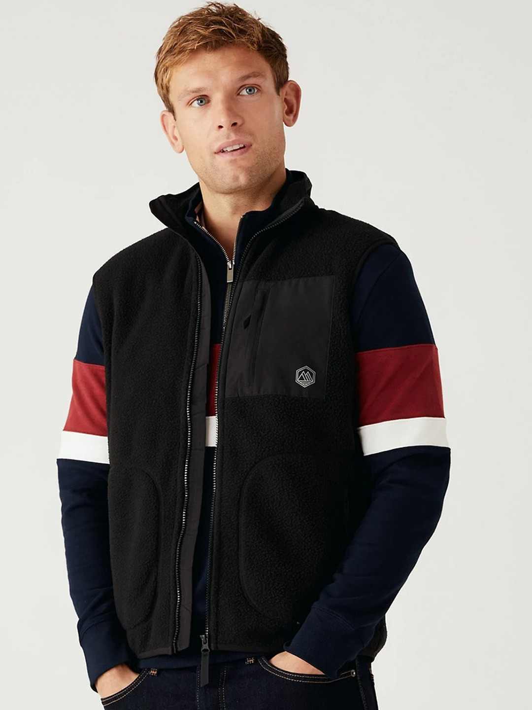 Buy Marks & Spencer Men Mock Collar Open Front Jacket - Jackets for Men ...