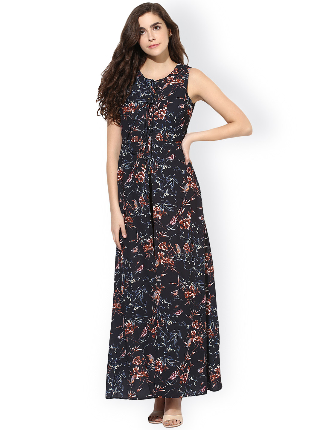 Buy Kazo Women Black Printed Maxi Dress Dresses for Women 2153631