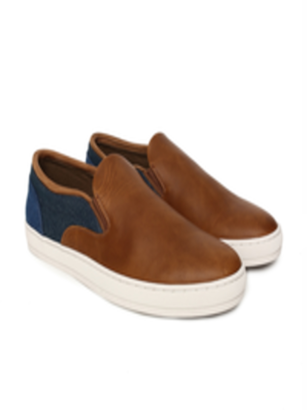 Buy ALDO Men Brown & Blue Colourblocked Slip On Sneakers - Casual Shoes ...