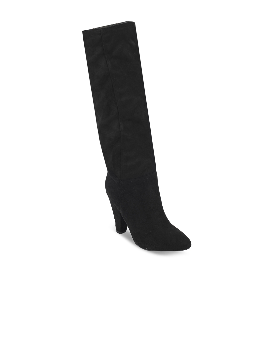 truffle collection thigh high heeled boots in black