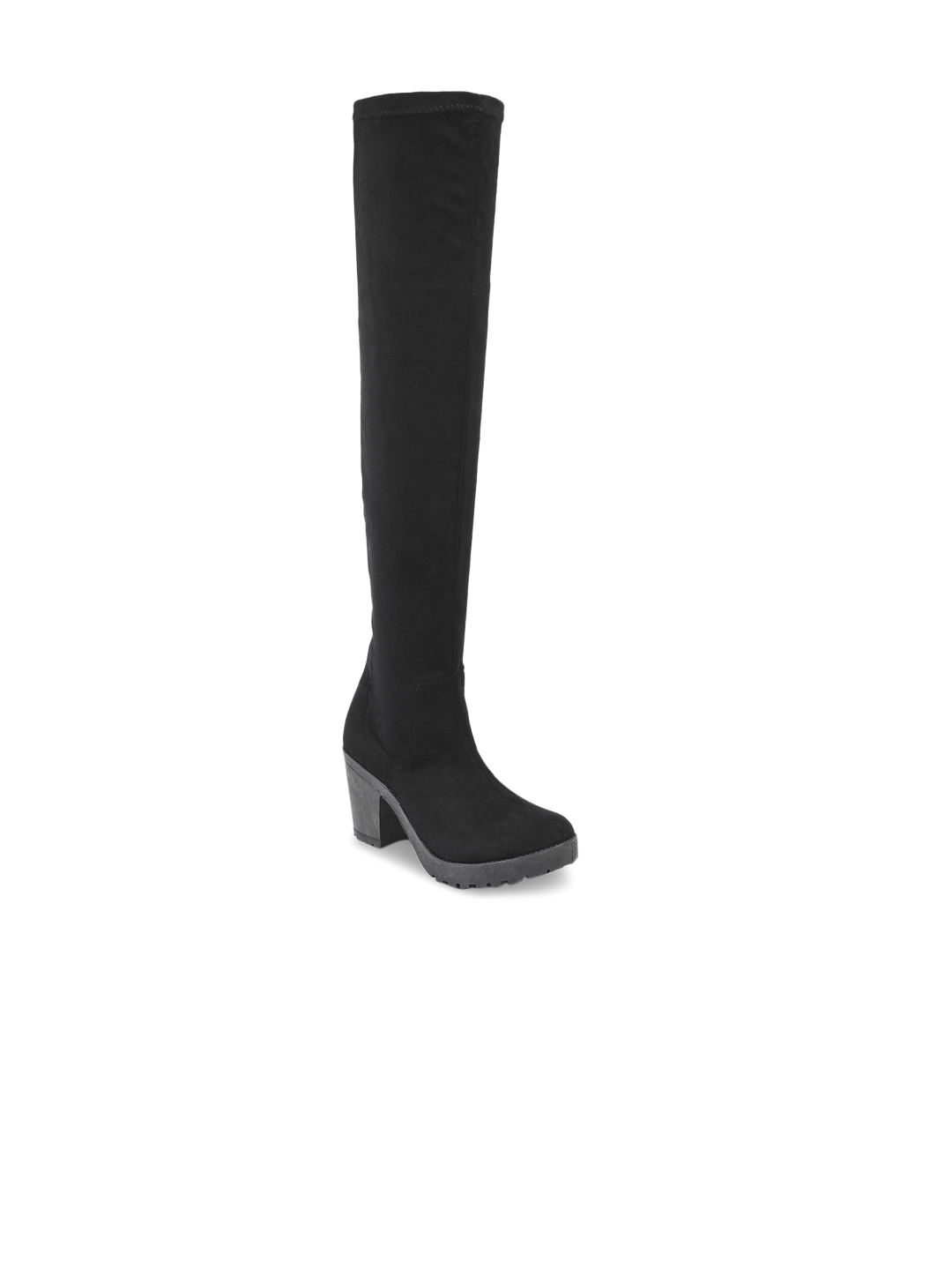 truffle collection heeled knee high boots in black