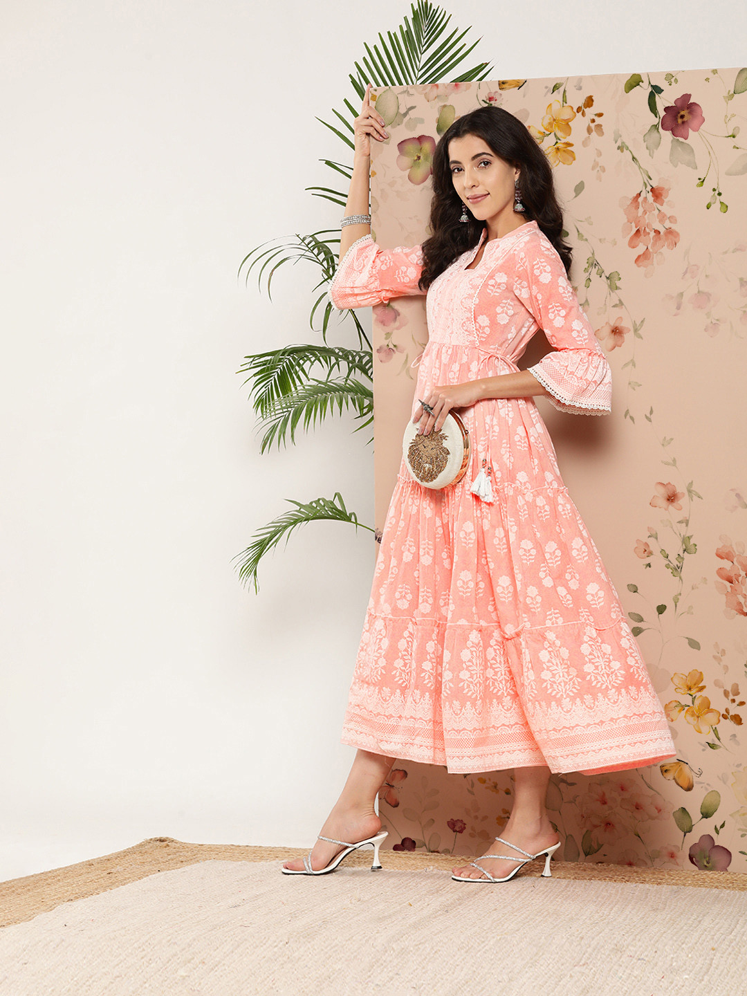 Buy Juniper Women Ethnic Motifs Printed Tiered Fit & Flare Maxi Dress