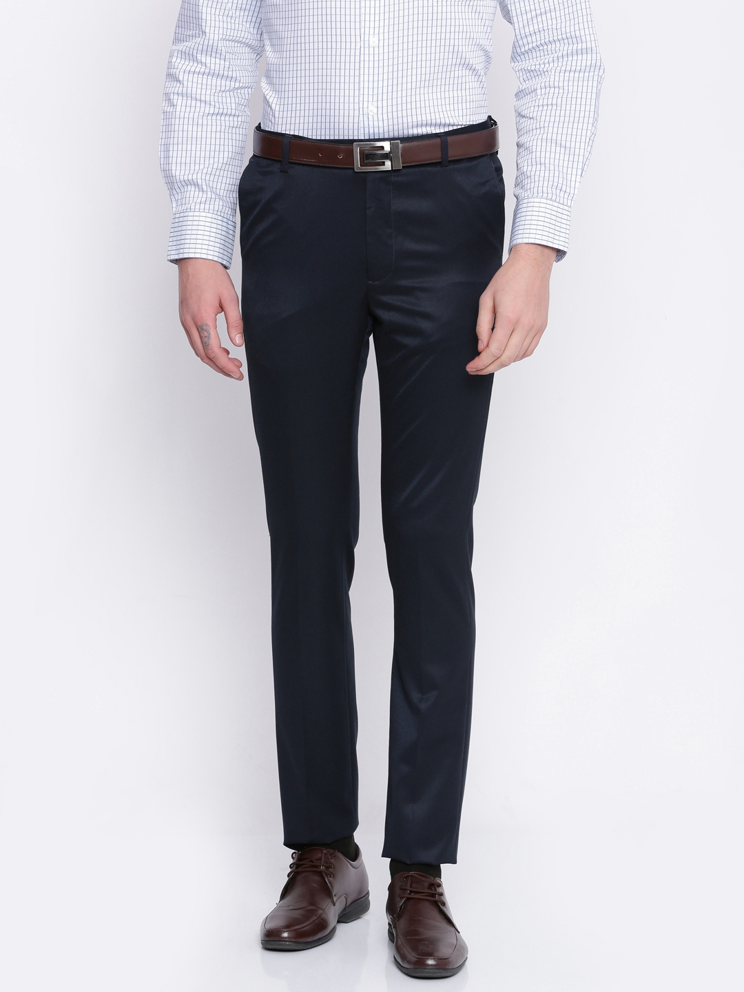 navy blue tapered pants