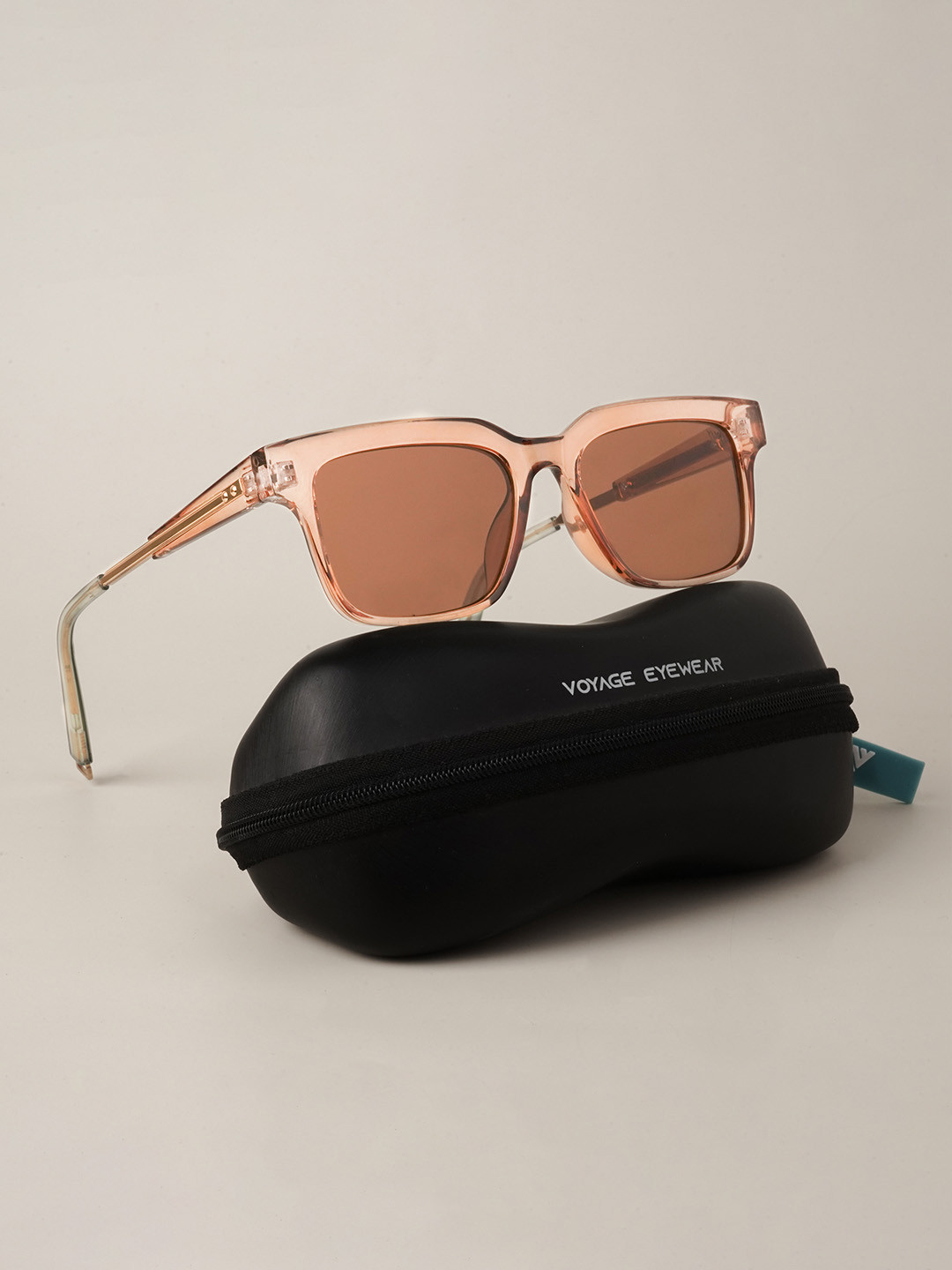 Buy Voyage Lens & Gold Toned Square Sunglasses With UV Protected Lens