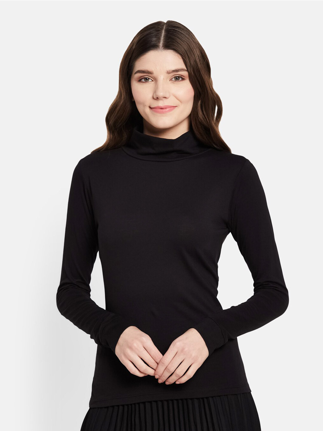 Buy UNMADE Black Cowl Neck Long Sleeves Top Tops for Women 21554222